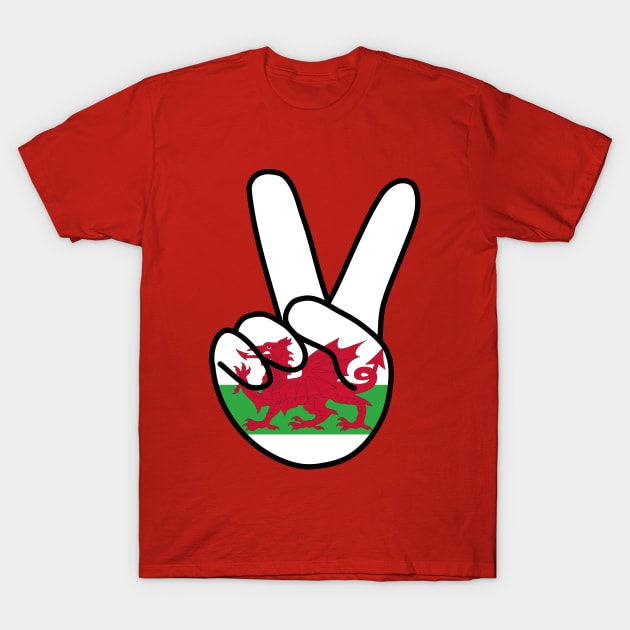 Wales Flag V Sign T-Shirt by DiegoCarvalho